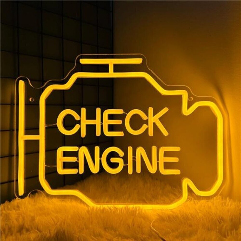 Check Engine Light Neon Signs Wall Decor LED Garage Neon Signs Wall Art Gifts